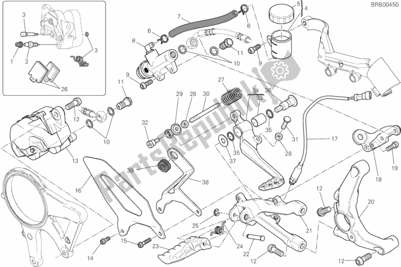 All parts for the Freno Posteriore of the Ducati Superbike 1199 Panigale S ABS 2014